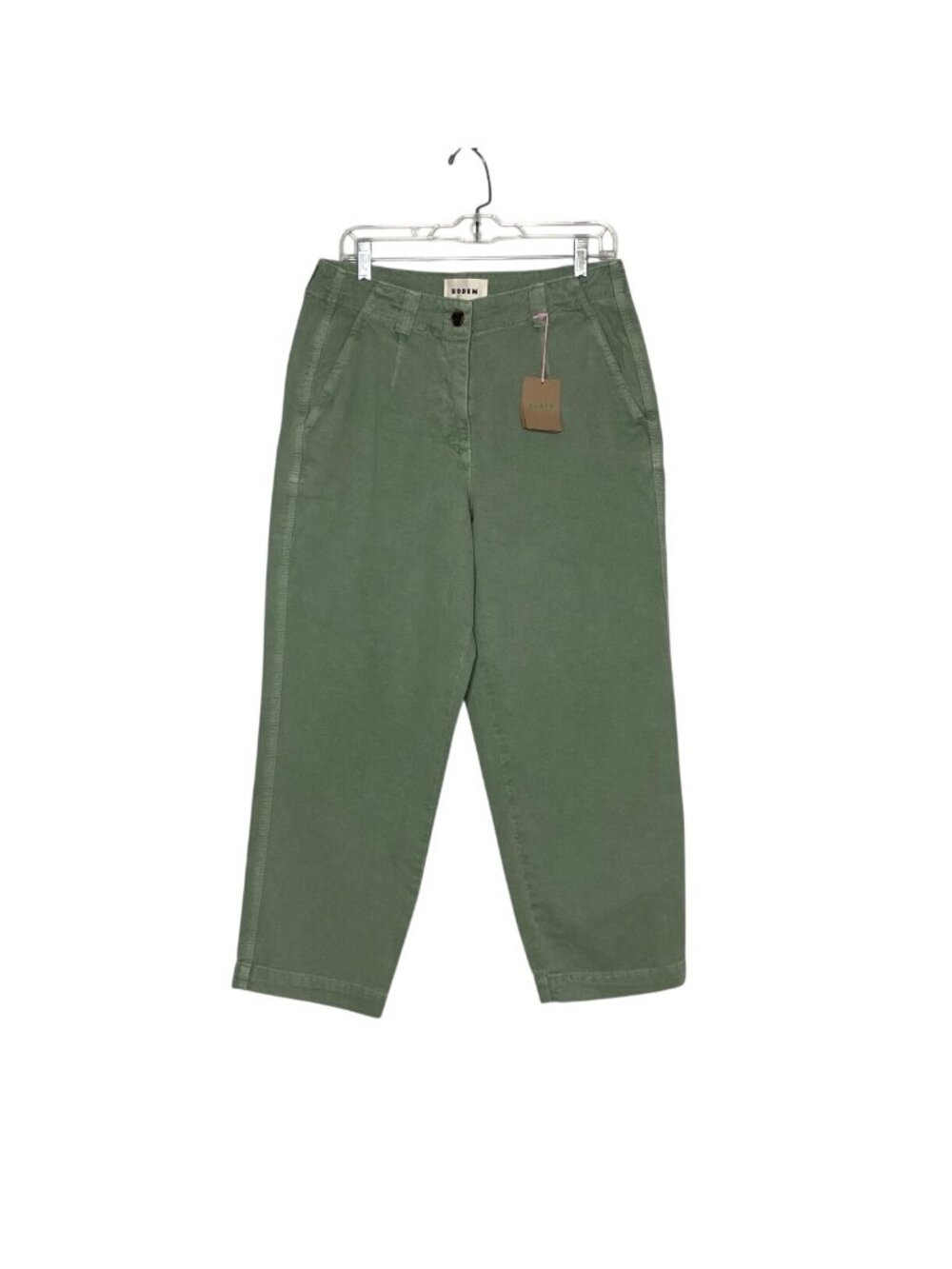 New Boden Women's Cropped Chinos Green US 8P 100% Cotton High-Waist